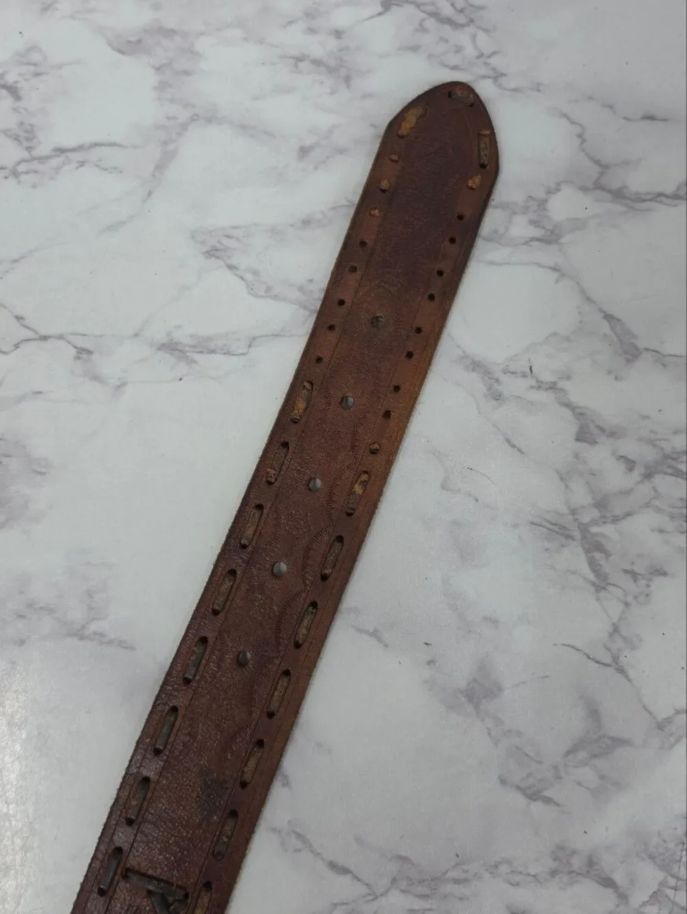 Levi's Classic Brown Leather Belt with Braided Laced Detail